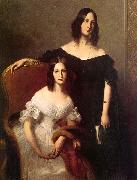 Louis-Edouard Dubufe Portrait of Two Sisters oil painting on canvas